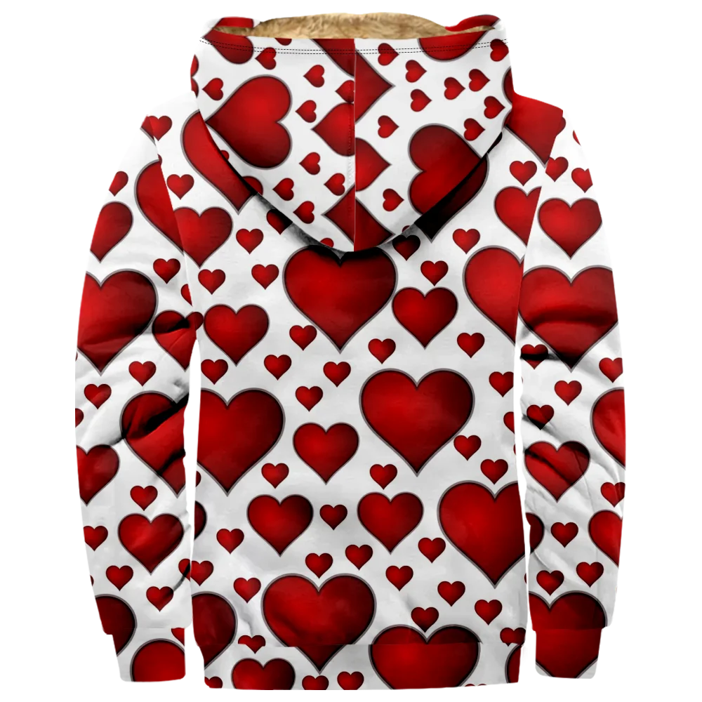 Мужские зимние куртки пальто креативный красный принт в виде сердца с милым