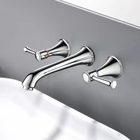 SKOWLL Bathtub Filler Wall Mount Roman Tub Faucet Widespread Bathroom Sink Faucet 2 Handle Basin Mixer Tap, Chrome PX-21