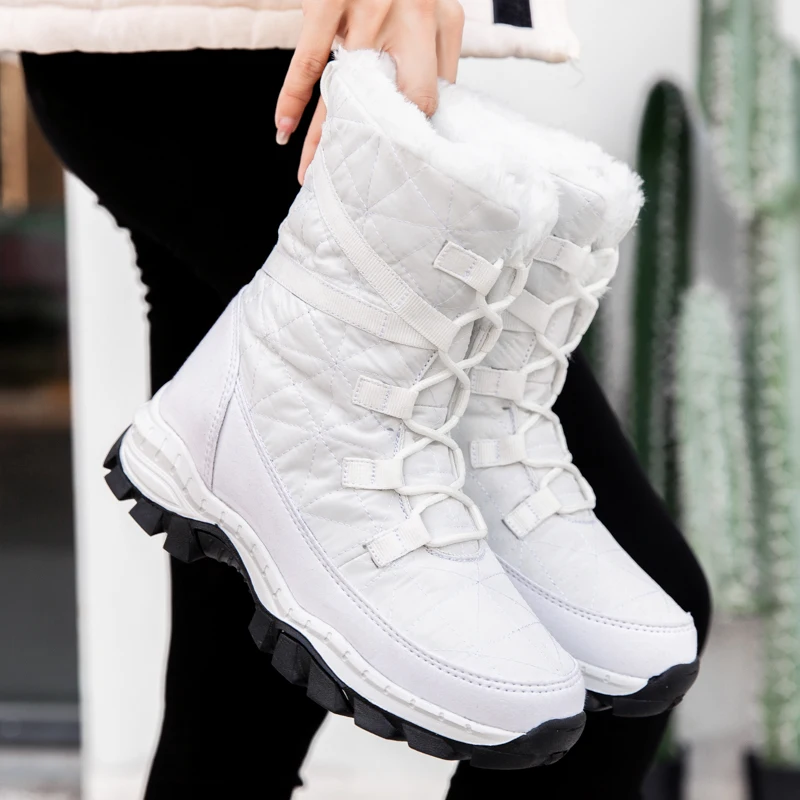 Women Waterproof Winter Shoes Female Snow Boots Platform Keep Warm Ankle Winter Boots Thick Fur Heels Botas Mujer