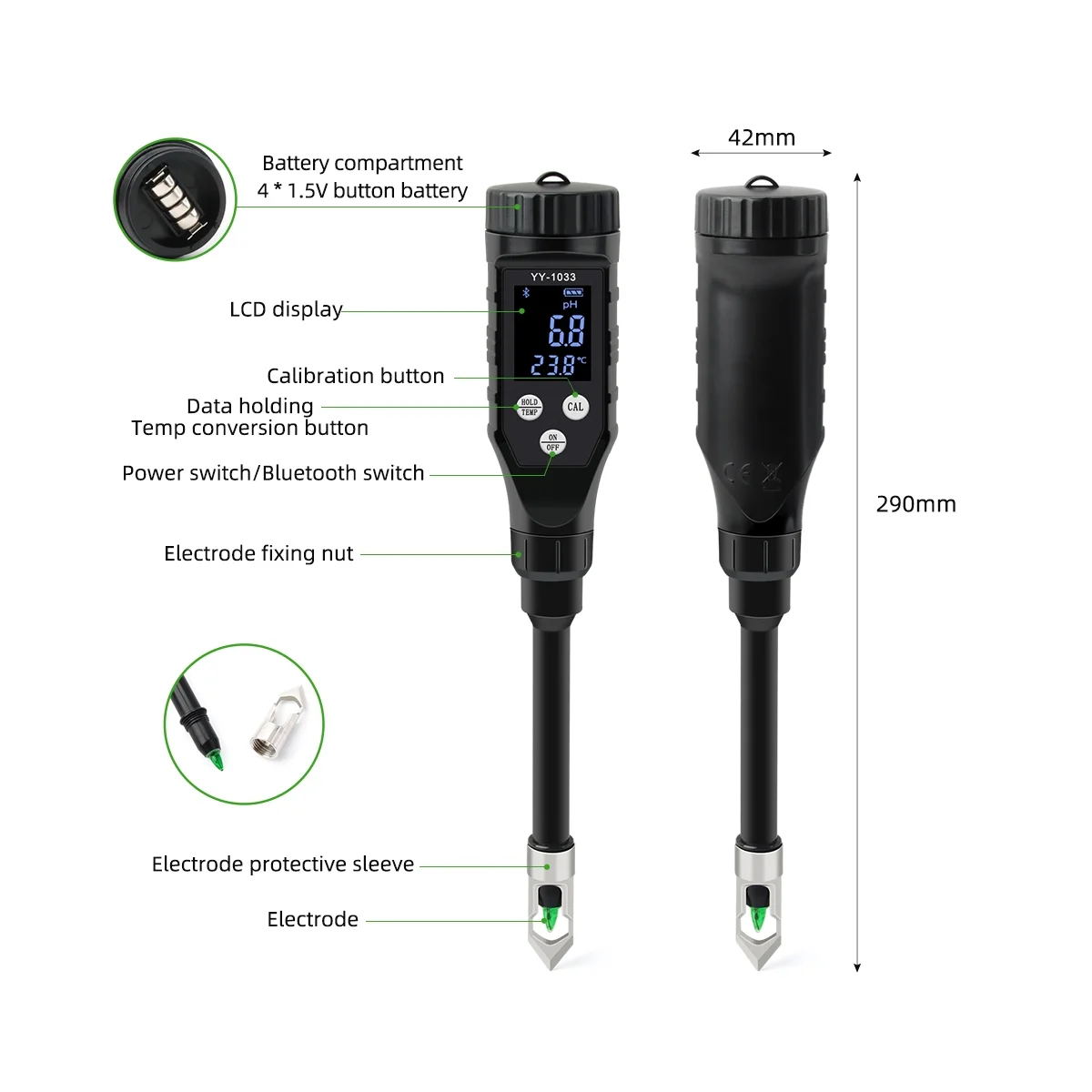 

Bluetooth-тестер почвы, 0,0-PH