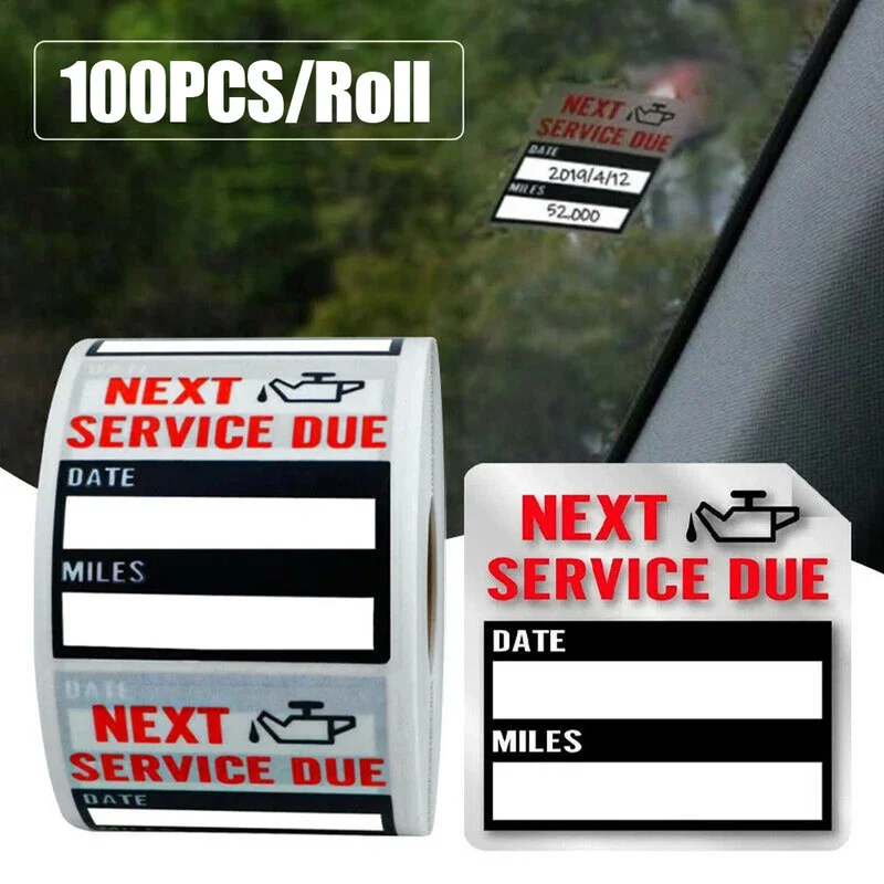 

100pcs/roll Oil Change Service Reminder Stickers Adhesive Labels Car Sticker Roll Car Windshield Decal Universal Window Sticker