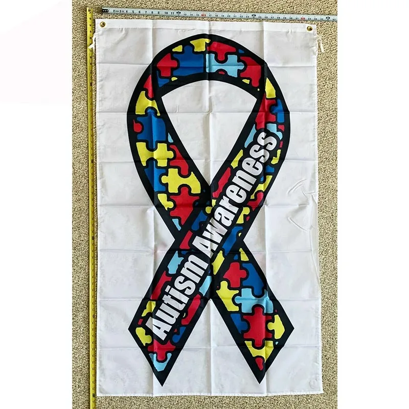 

Autism Flag FREE SHIPPING Autism Awareness Rainbow Ribbon W Trump USA Sign 3x5' yhx0147