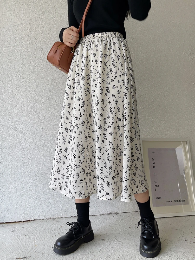 Мягкие черные цветочные юбки французская трапециевидная юбка-бюстье Женская