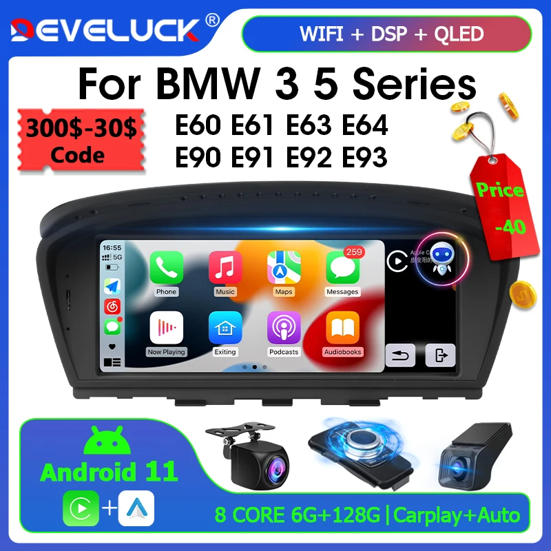 

Develuck 2 din 8.8” Android 11.0 Car Radio for BMW 3 5Series E60 E61 E63 E64 E90 E91 E92 E93 CCC CIC 2Din 4G Carplay Head Unit