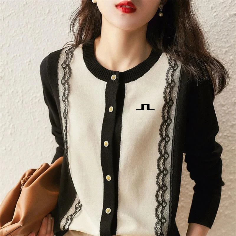 

Women's Golf Apparel Feminine Style Lace Sweater New French Fashion Western Background Shirt Autumn 2023