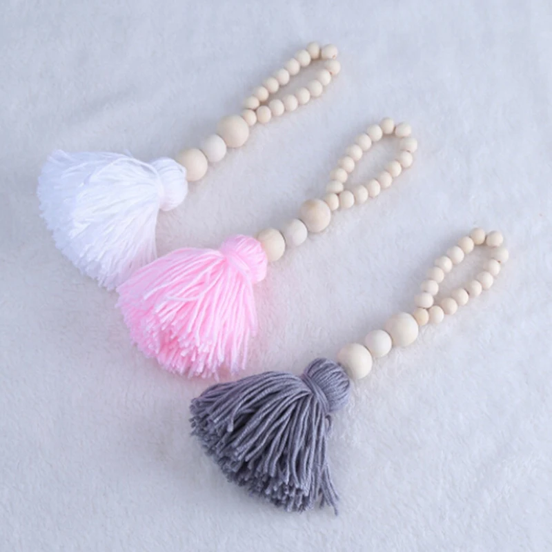 

Wooden Bead Tassel Decoration Handmade Tassel Pendant Wooden Beads Tassel Pendant Children Room Wall Haning Decorations