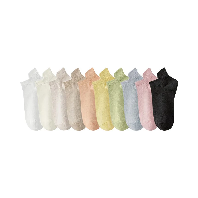 5PARIS Women's Socks  Thin Solid Color  Black and White Students'  Non-Slip Tight Spring and Summer Women's Low-Cut Liners Socks