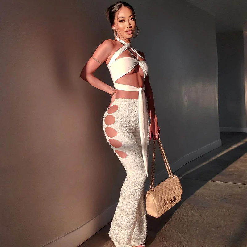 

Брюки-клеш Женские однотонные с рюшами и высокой талией, 2022