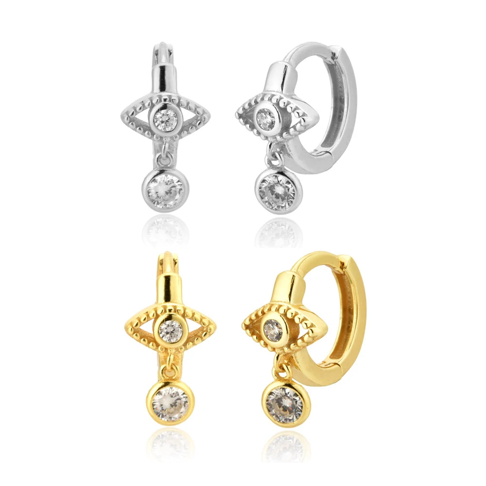 

S925 Lucky Eye Hug Hoop Earrings Women's Fashion Jewelry Trend Ins The Same Stud Earrings Gift
