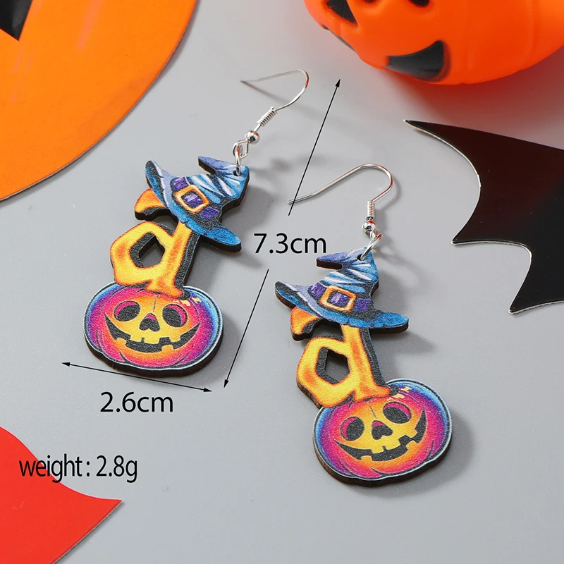 Набор Деревянных Висячих Серег На Хэллоуин-голова Тыквы Шляпа Ведьмы Дизайн