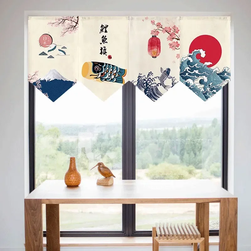 Фото Японская горизонтальная занавеска для кухни, суши, ижая, рамен, украшение магазина, занавеска на дверь для ресторана, кухни №1