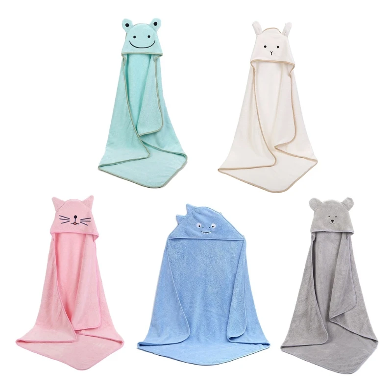 

77HD Baby Poncho Bath Towel Velvet Fleece Hood Infant Towels Blanket Newborn Towel 90x90cm Blanket for Newborn Bathing