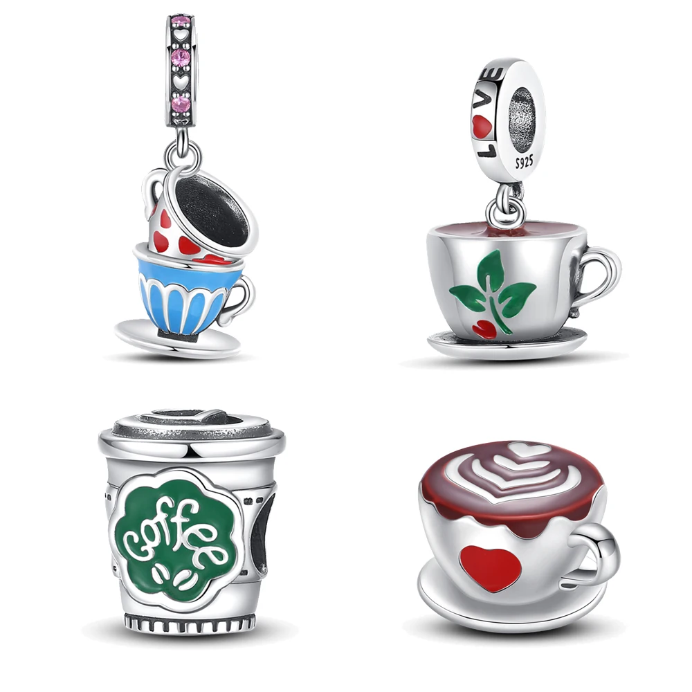 Серебряные подвески чайник кофейная чашка браслет Pandora оригинальные серебряные