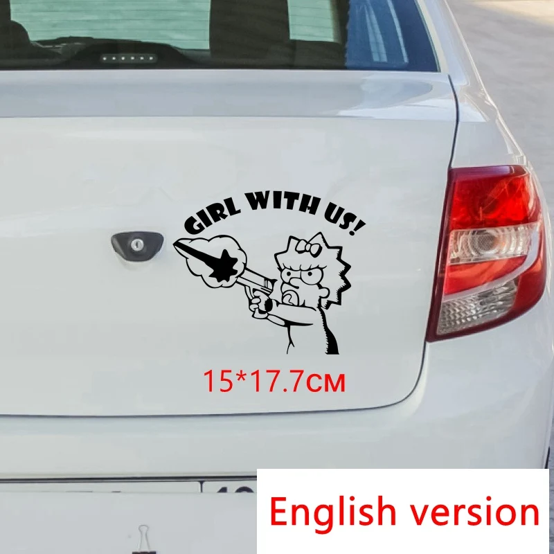 

Tri Mishki HZX181 15*18см 1-4шт наклейки на авто с нами дочка! дочка в машине прикольная наклейки на машину наклейка на авто