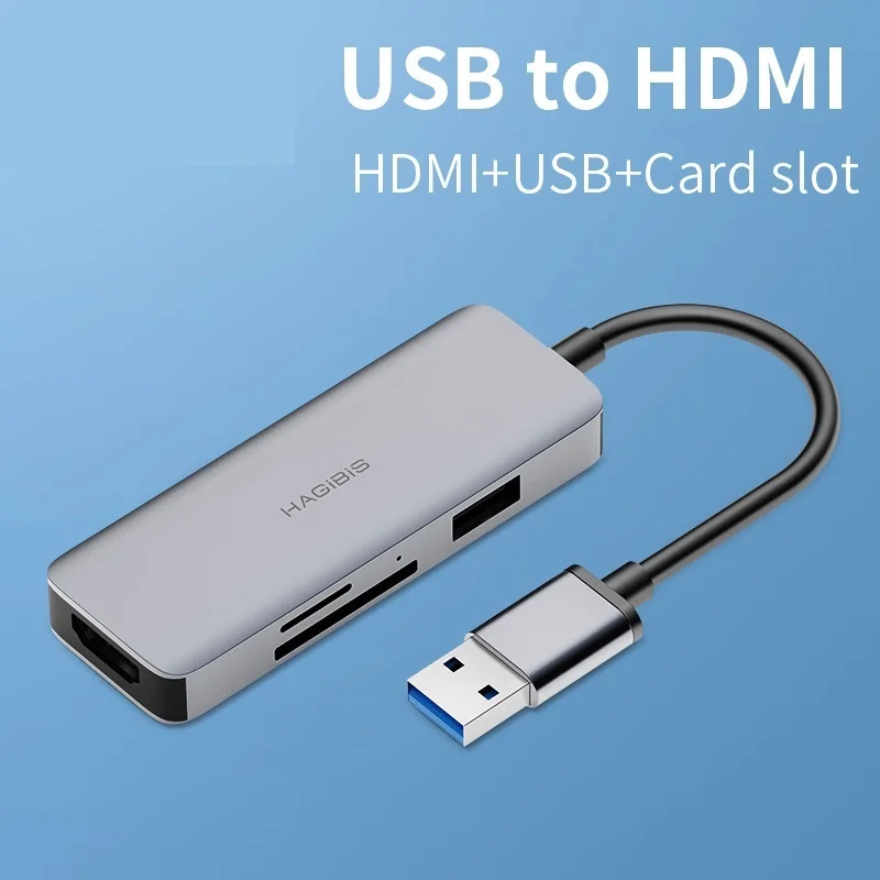 

Hagibis USB 3,0 в HDMI-совместимый адаптер, видеоконвертер HD SD/TF кардридер, конвертер для Windows 10/8.1/8/7 Mac OS