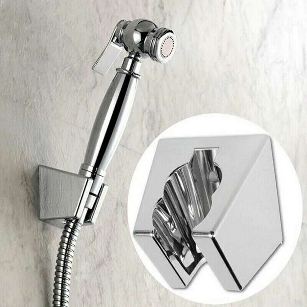 ABS Adjustable Bathroom Shower Handset Holder Head Chrome Wall Mount Bracket Silver Bathroom Fixture Home Improvement