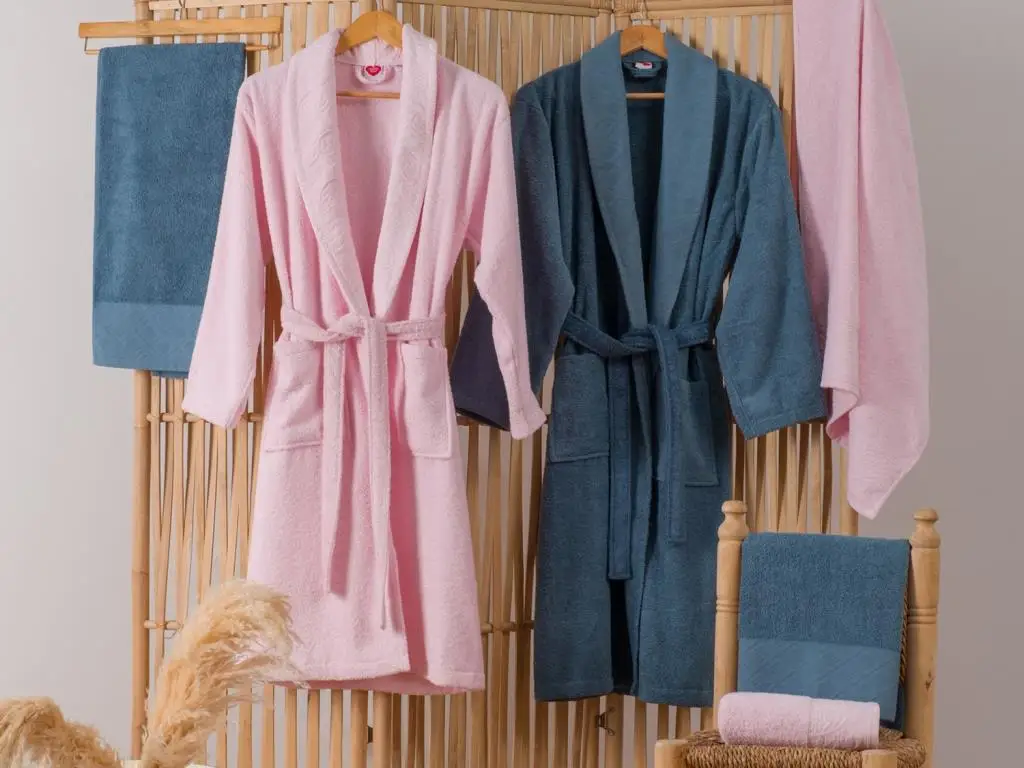 

Jacquard Family of Cottonbox Robe Set Camilla Pink Indigo