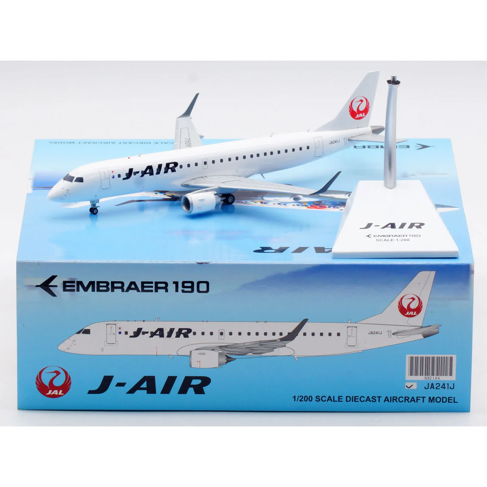 Фото XX2166 Коллекционный самолет из сплава в подарок JC Wings 1:200 J-Air JAL Embraer 190-100STD Литая под давлением модель самолета JA241J с подставкой №1