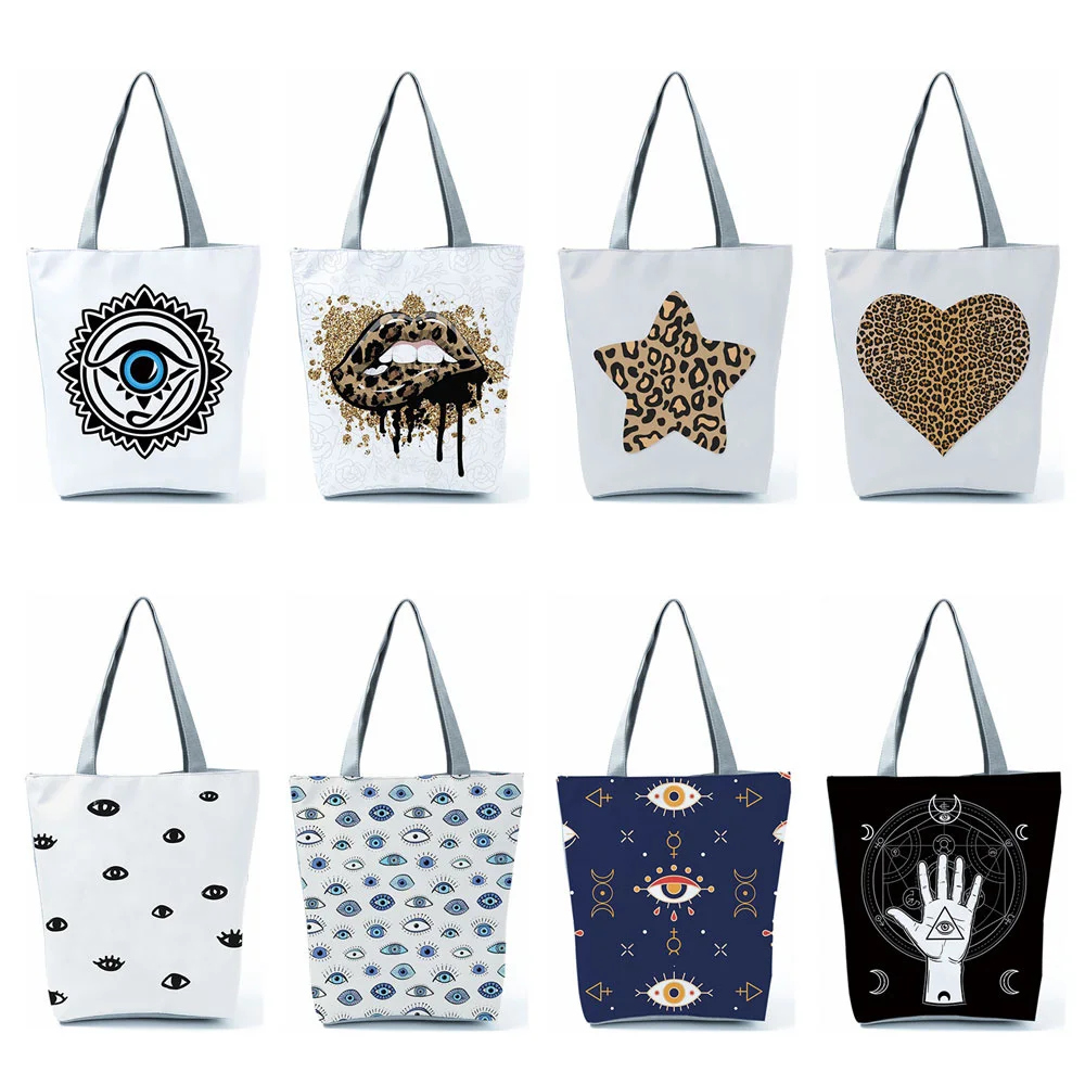 

2023 New Women Handbag Devil Eye Leopard Print Women Handbag Zebra Stripe Tote Shopping Bag Leisure Beach Bags Lady Shoulder Bag