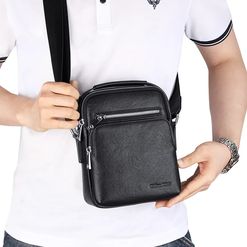 WILLIAMPOLO's New shoulder bag men's diagonal commuter office high-quality cowhide business simple men's messenger bag pl 223159