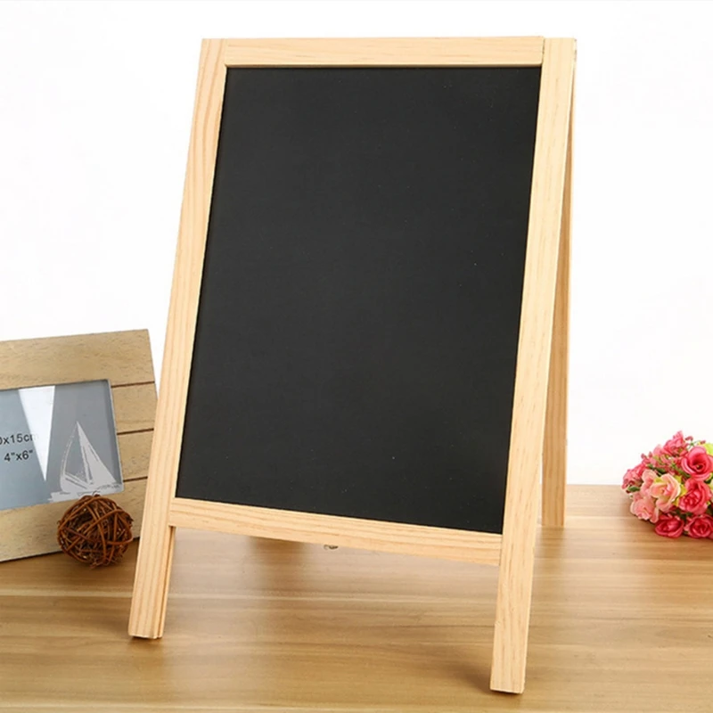 

Mini Wooden Chalk Board Double Easel Message Blackboard Whiteboard Chalkboard Sign Display Standing Decor