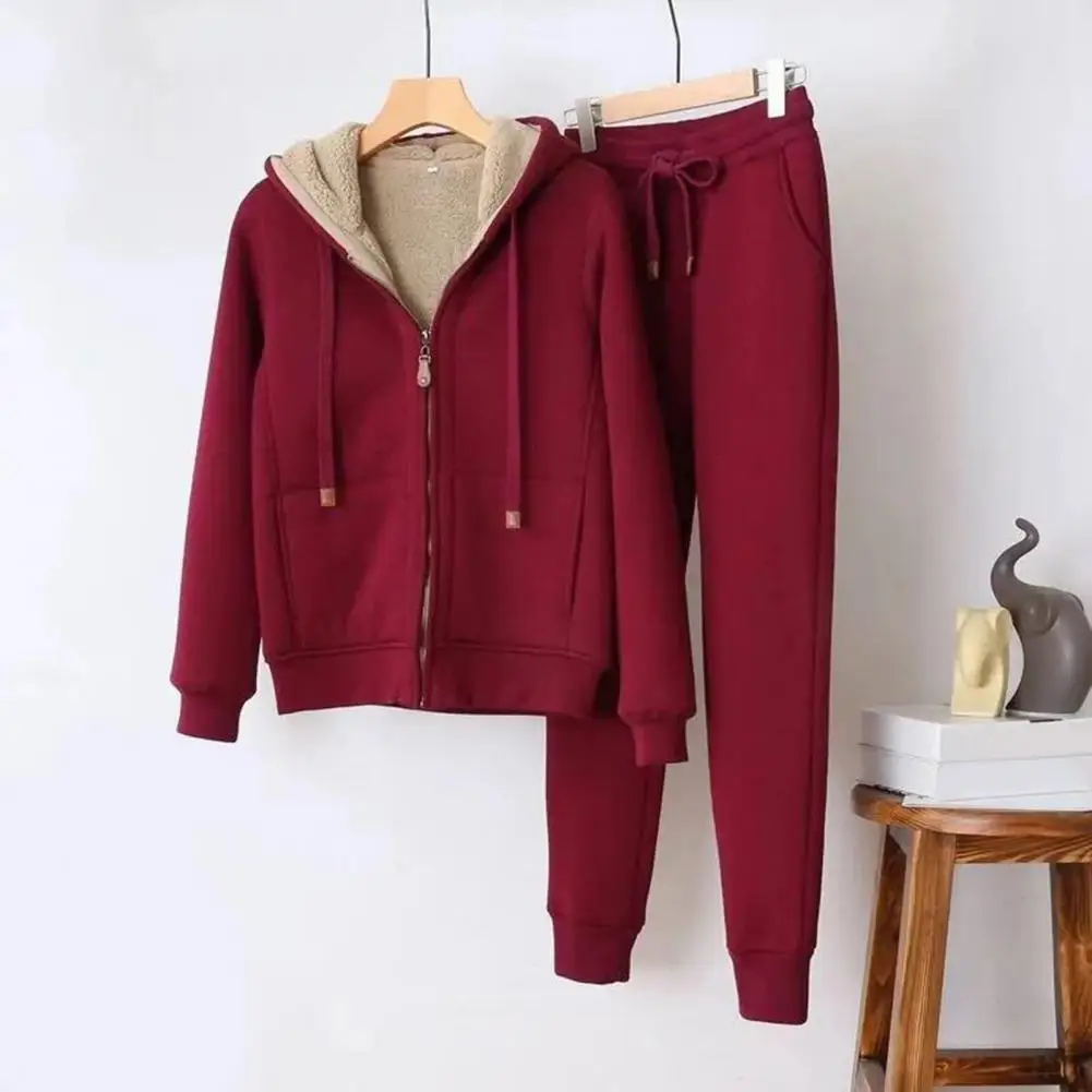 

Casual Women Hoodie Jogger Pants Women's Autumn and Winter Warm Long-sleeved Fleece Thick Sportswear Two-piece Set for Women