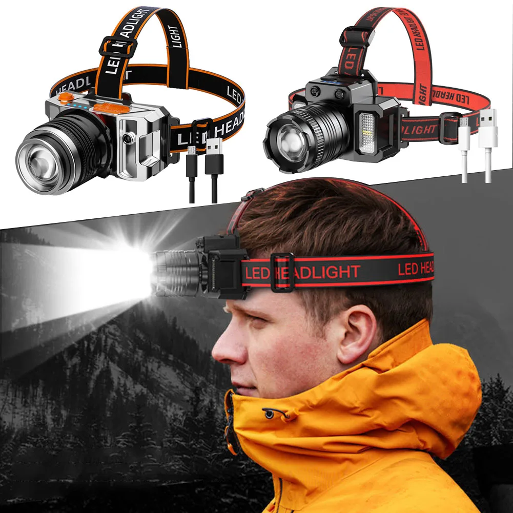 

Rechargeable Head Light Torch Multifunctional Intelligent Waving Sensor Headlamp IPX4 Waterproof for Night Cycling Emergencies