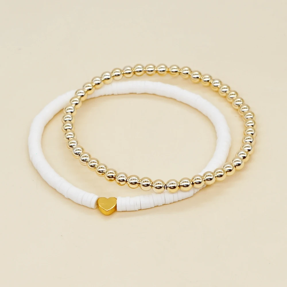 Набор красочных браслетов Go2Boho 2 шт./лот Heishi золотистые браслеты из бисера для