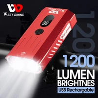 west biking bike front light 1200lm usb rechargeable power display waterproof floodlight cycling lamp mtb road bicycle headlight