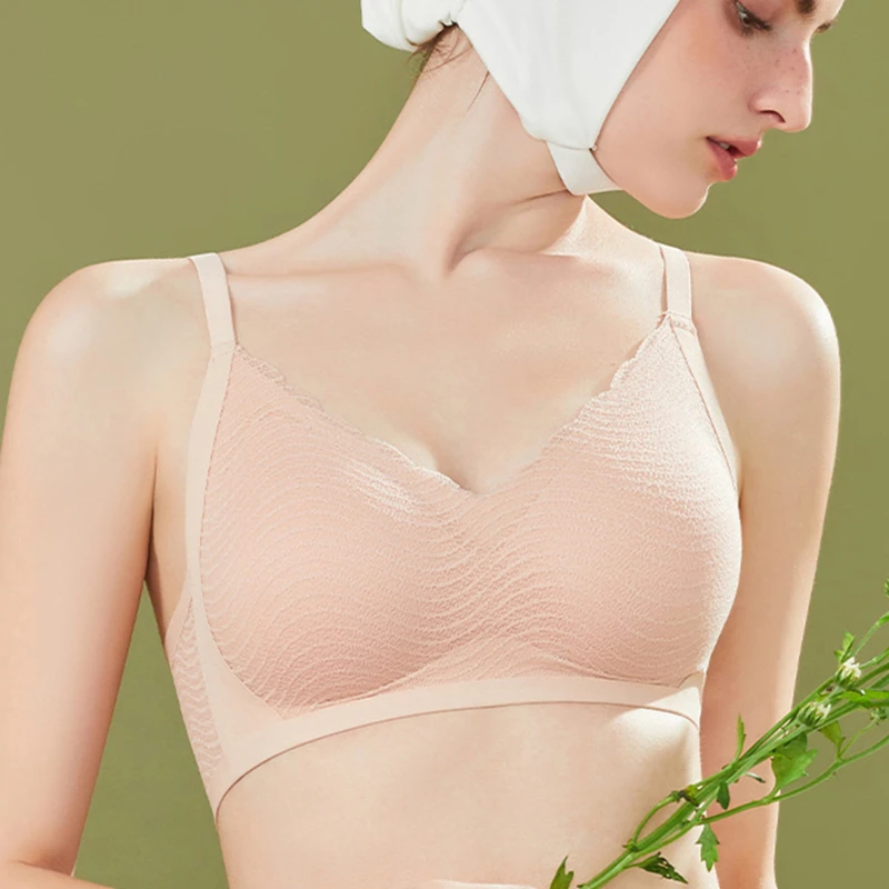 

Lace A Piece Of Non-marking Underwear Female Anti-sagging Small Chest Gathered Fixed Cup Beauty Back No Steel Ring Bra