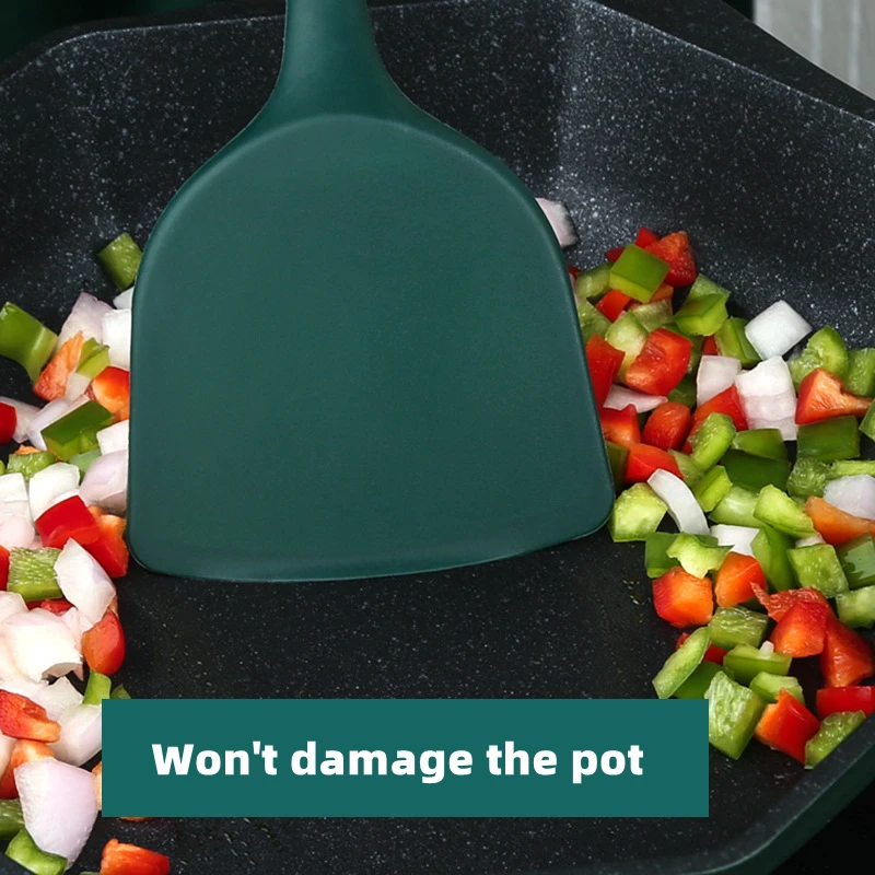 Ложка из пищевого силикона антипригарная термостойкая гибкая лопатка для вока