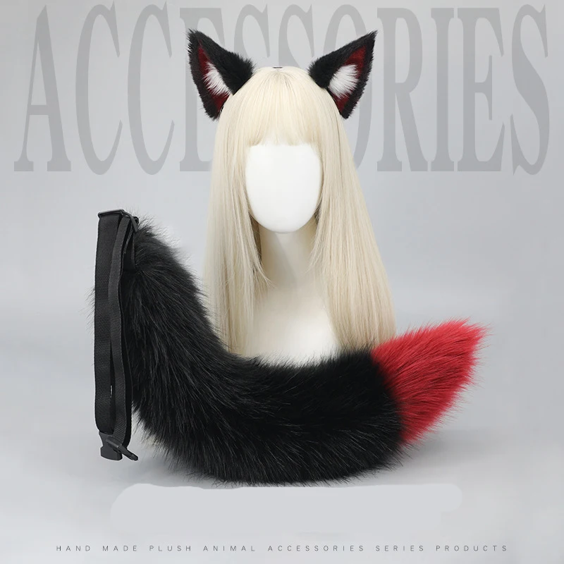 

Arknights Anime Texas Fox Tail and Ears Set Texas Cosplay Prop Texas Fox Ear Tail Plush Wolf Cat Headwear Halloween Party