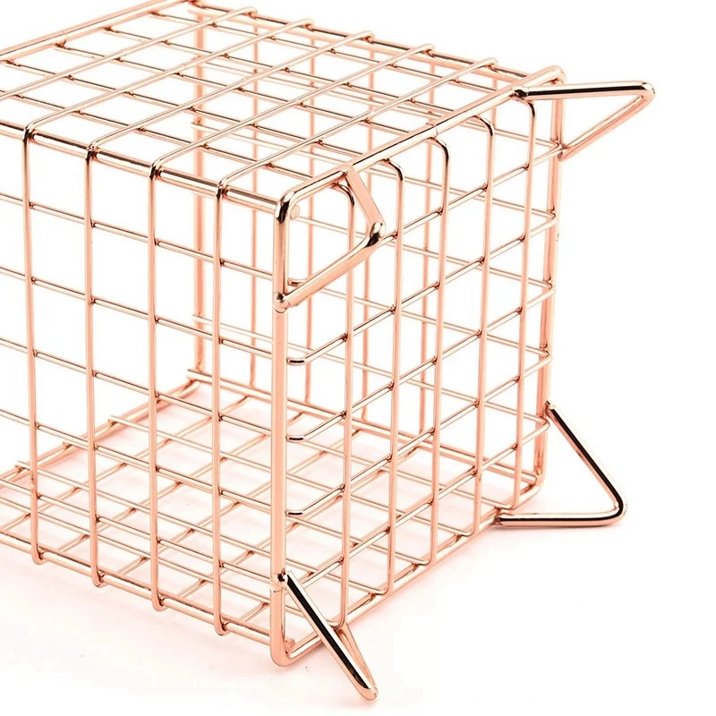 

2X Coffee Capsule Holder Iron Storage Basket For Nespresso Capsules Pods Office Cafe Kitchen Rack-Rose Gold & Black