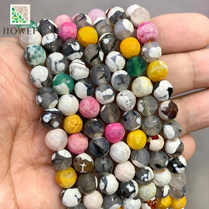 

Бусины Из Натурального ограненного мерного белого желтого розового огненного агата, круглые свободные бусины, бриллиантовый браслет, 15 дюй...