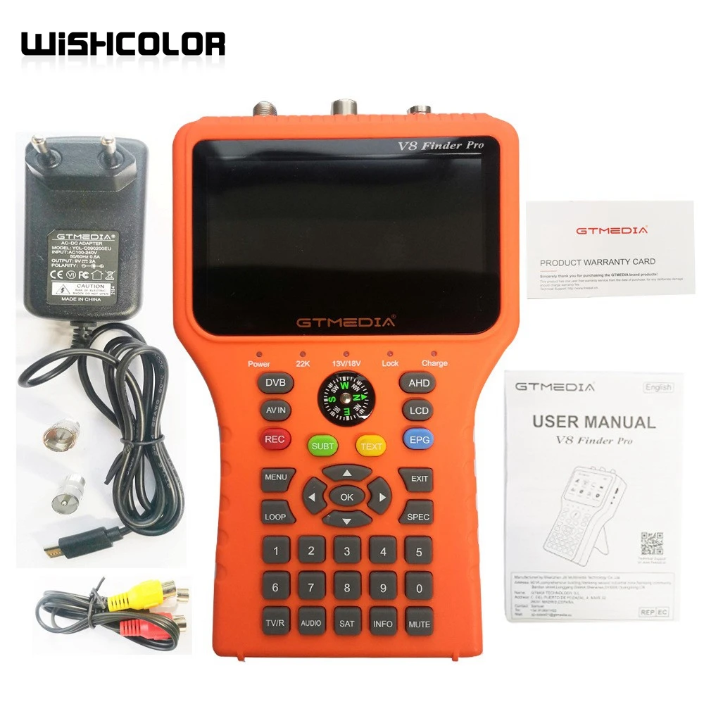 Wishcolor GTMEDIA V8 Finder Pro спутниковый искатель спутникового сигнала с ЖК-дисплеем 4 3