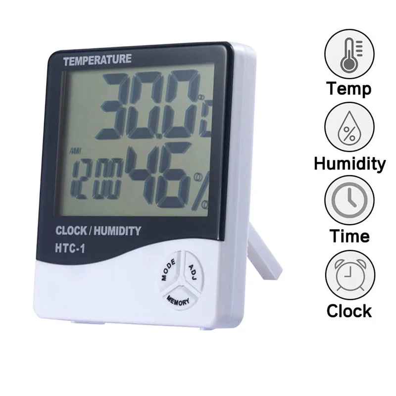 lcd electronic digital temperature humidity meter alarm clock home indoor outdoor thermometer hygrometer weather station htc 1 free global shipping