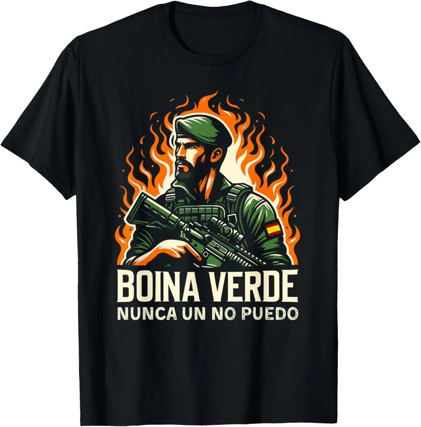 Boina Verde GOE Ejercito Español España Militar Camiseta Повседневная рубашка из 100% хлопка с короткими