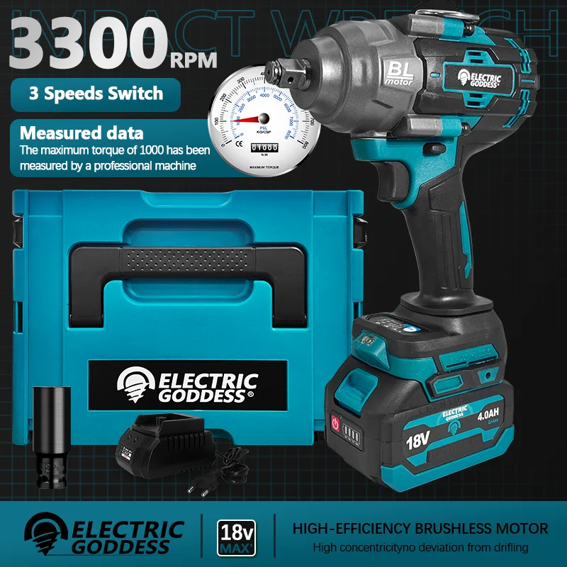 Электрическая богиня бесщеточная дрель крутящий момент 1000N M беспроводной