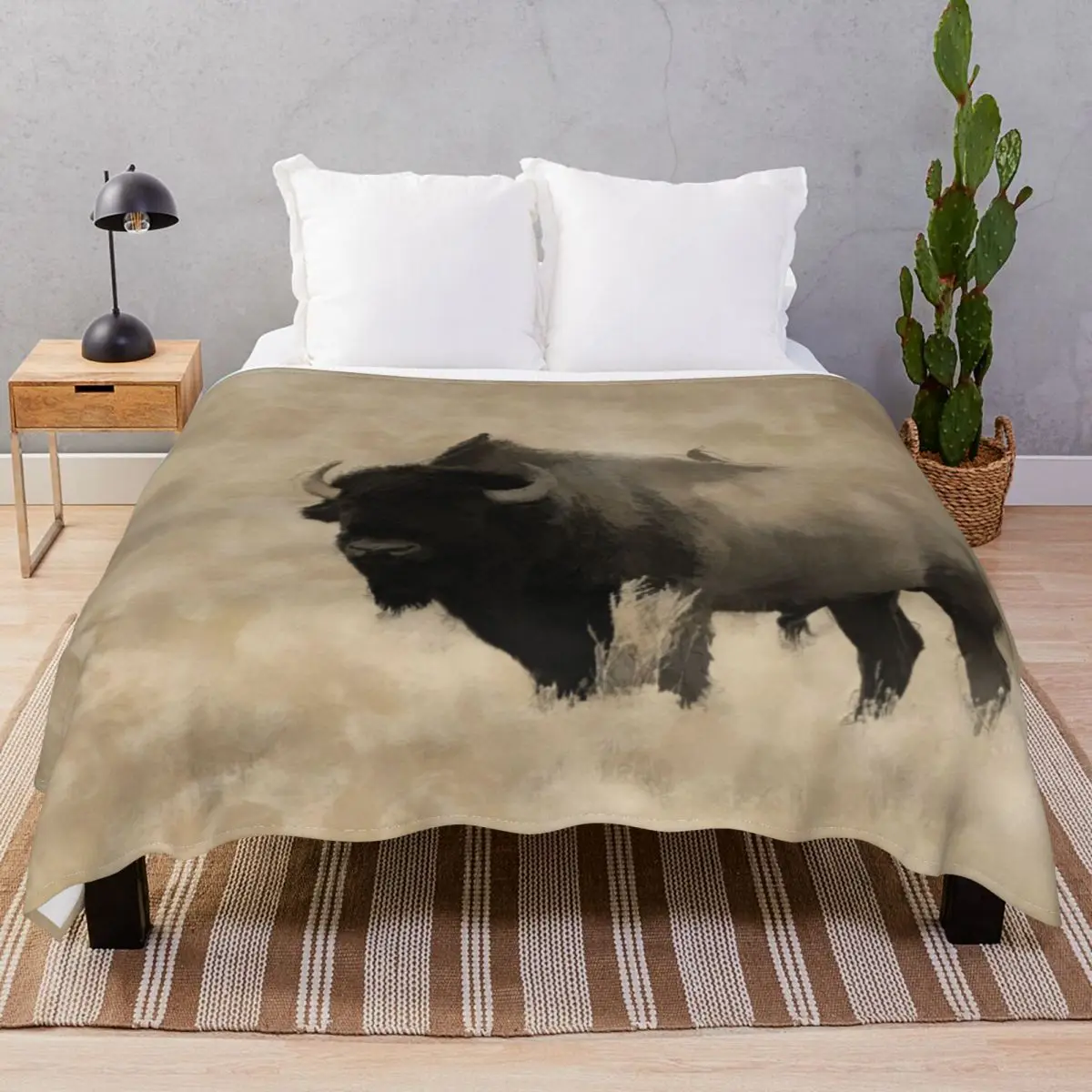 

American Buffalo Plains Bison Blankets Fleece Winter Super Warm Throw Blanket for Bed Sofa Travel Cinema