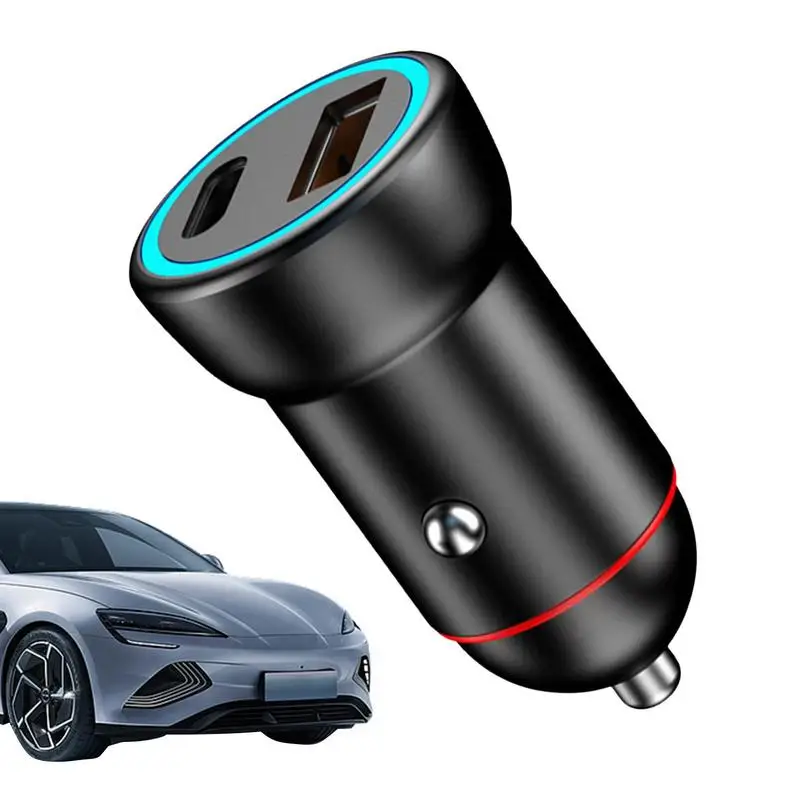

Mini Car Charger PD100W Fast Charging Adapter For USB And Type C Devices QC3.0 Dual Port Car Adapter Car Accessories For Tablets