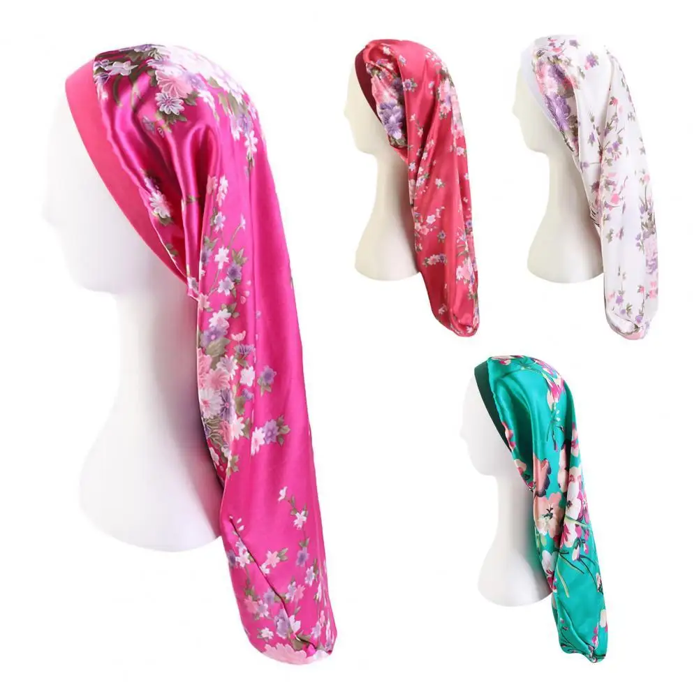 

Fashion Satin Hair Cap Breathable Washable Bonnet Sleep Hat Loose Curly Dreadlocks Hair Sleep Cap