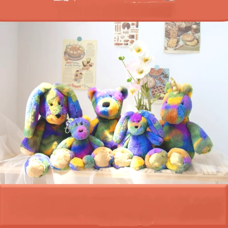 

20CM-40CM Plush Doll Colorful Bear Plush Toys Multicolor Rabbit Stuffed PP Cotton Plush Doll for Kids Gifts