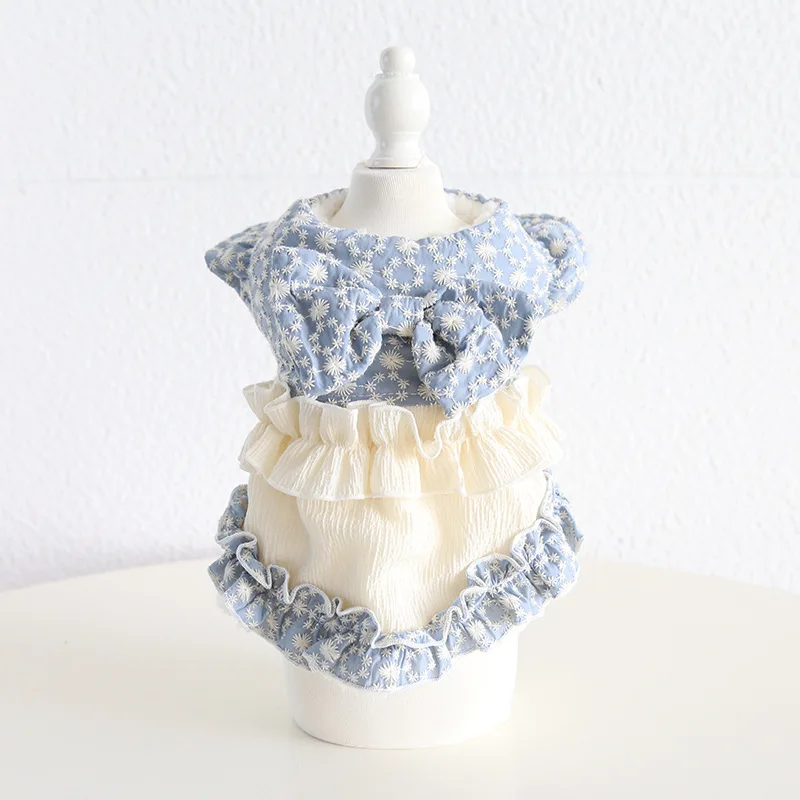 

Snow Embroidered Thousand Layer Cotton skirt Dress Pajamas PET Clothing For Dogs Pet Winter Warm Pet Products Puppy Chihuahua