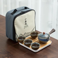 porcelain chinese gongfu tea set portable teapot set with 360 rotation tea maker and infuser portable all in one gift bag
