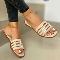 womens slippers flat summer luxury shoes for women without heels 2022 comfortable fashion female flipflop slides beach mules 43