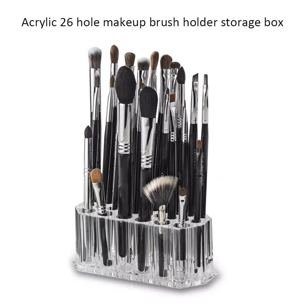 

26 Holes Makeup Brush Holder Rack Transparent Acrylic Make Up Brushes Stand Drying Shelf Display Rack Cosmetic Brushes Organizer