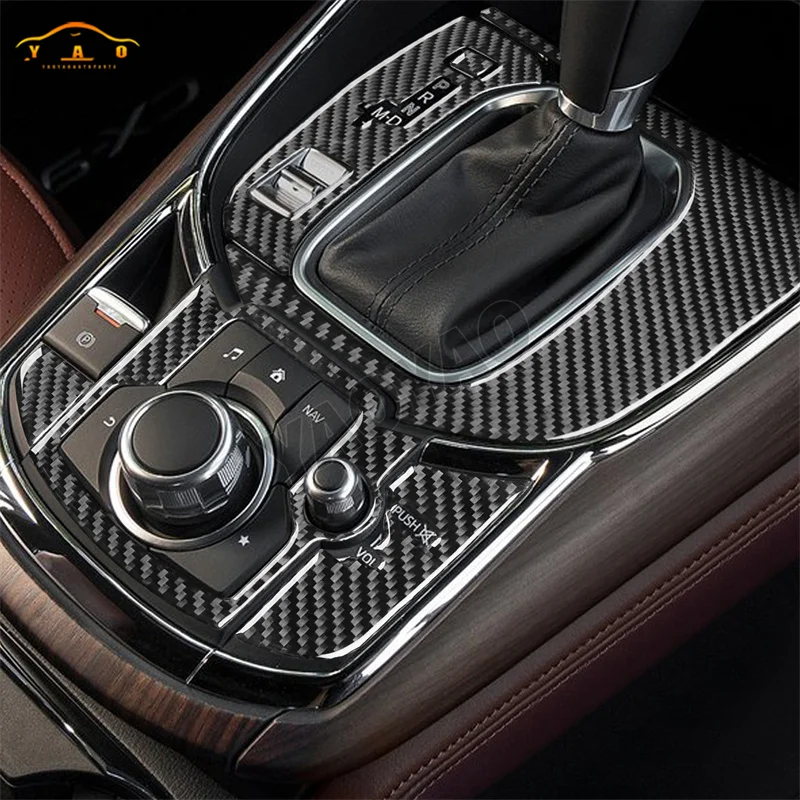 Фото Углеродное волокно для Mazda CX-9 2016-2023, автомобильная центральная ручка управления, кнопка, декоративная рамка, накладка, наклейка №4