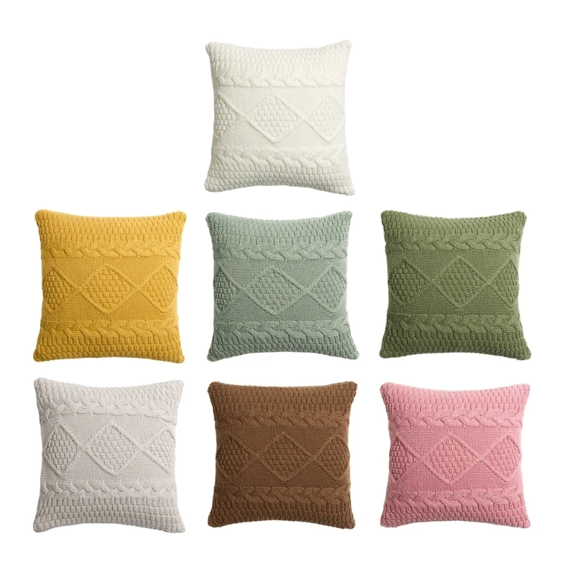 

Modern Sweater Throw Pillow for CASE Twist Cable Knit Geometric Plaid Cushion Co
