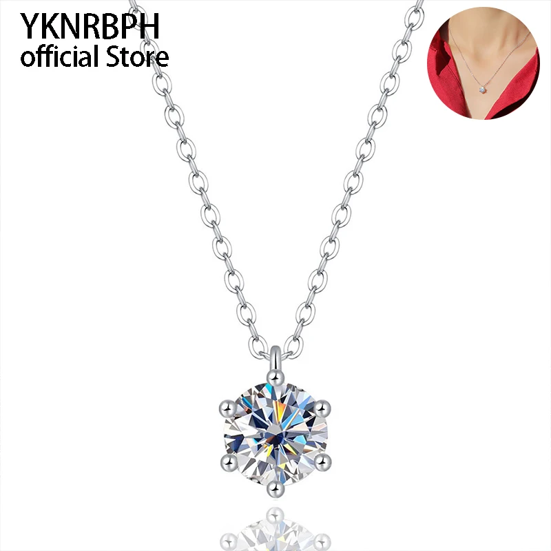 

Женское ожерелье из серебра 925 пробы с муассанитом, с 6 зубцами