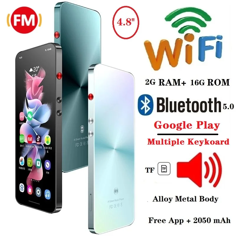 Multiple Language Android Mp4 Player Google Play Wifi MP4 16gb Touch Screen Video Bluetooth Mp3 Music Player Speaker Fm Radio